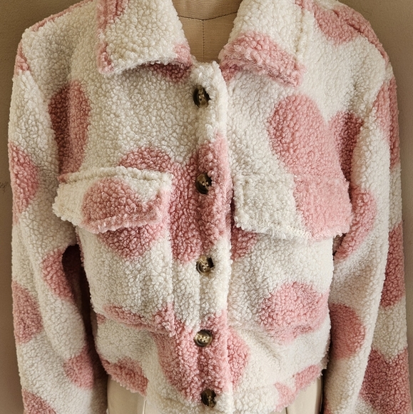 EILLY BAZAR ❤️ HEART PRINT GIRLY TRUCKER JACKET - Picture 5 of 7